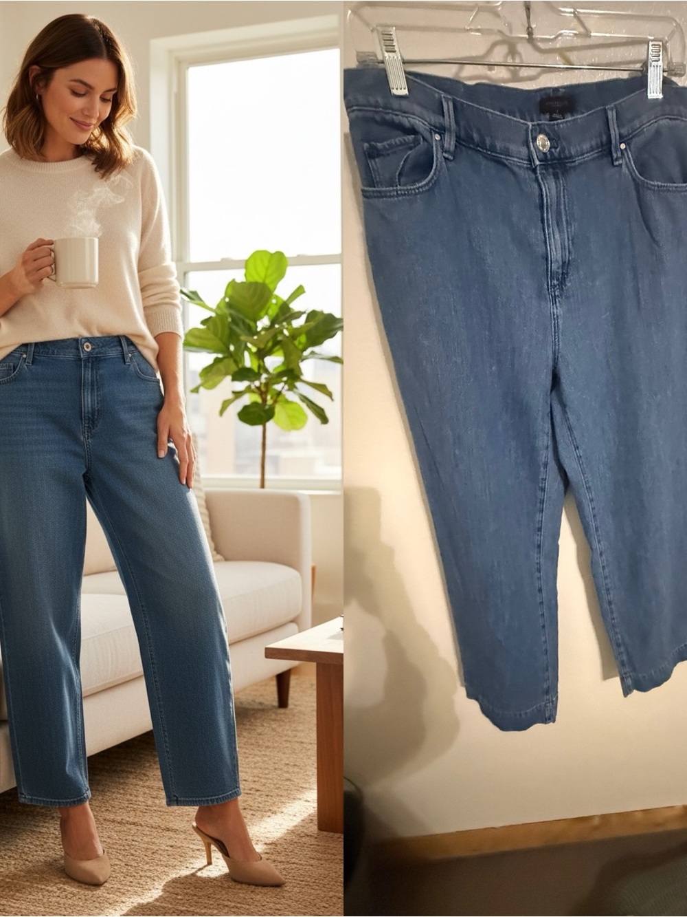 Ann Taylor Factory Size 6 High Rise Cropped Straight Jeans 100% Cotton Blue